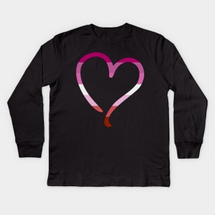 Lesbian Pride Flag Heart Kids Long Sleeve T-Shirt